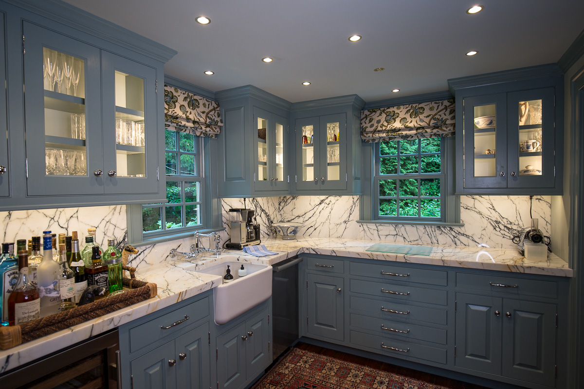 Painted kitchen cabinets and drawers.