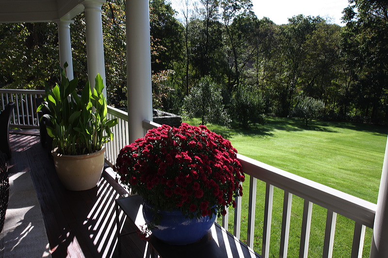 Painted porch of the house in Washington, CT.